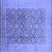 Square Machine Washable Oriental Blue Traditional Rug, wshurb2937blu