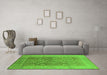 Machine Washable Oriental Green Traditional Area Rugs in a Living Room,, wshurb2937grn