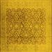 Square Machine Washable Oriental Yellow Traditional Rug, wshurb2937yw