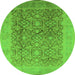 Round Oriental Green Traditional Rug, urb2937grn