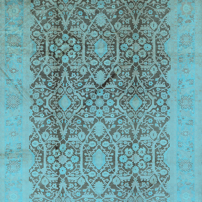 Machine Washable Oriental Light Blue Traditional Rug, wshurb2937lblu