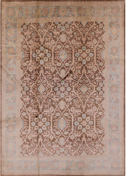 Mid-Century Modern Dark Salmon Pink Oriental Rug, urb2937