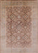 Mid-Century Modern Dark Salmon Pink Oriental Rug, urb2937