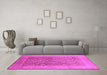 Machine Washable Oriental Pink Traditional Rug in a Living Room, wshurb2937pnk