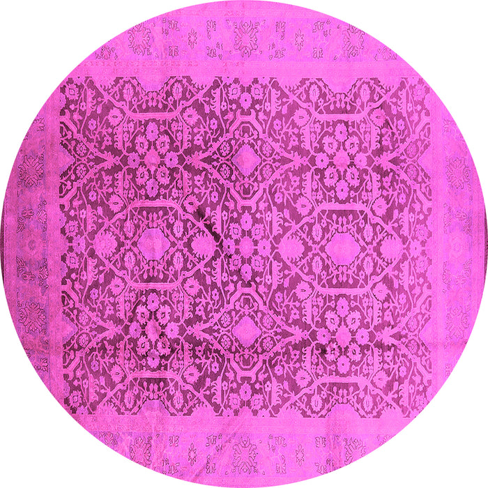 Round Machine Washable Oriental Pink Traditional Rug, wshurb2937pnk
