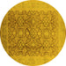 Round Oriental Yellow Traditional Rug, urb2937yw