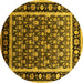 Round Oriental Yellow Traditional Rug, urb2938yw