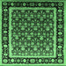 Square Oriental Emerald Green Traditional Rug, urb2938emgrn