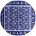 Round Oriental Blue Traditional Rug, urb2938blu