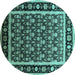 Round Oriental Turquoise Traditional Rug, urb2938turq