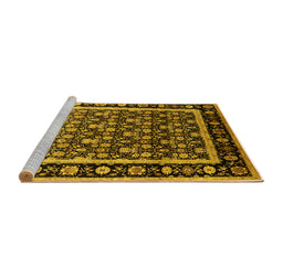 Sideview of Machine Washable Oriental Yellow Traditional Rug, wshurb2938yw