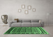 Machine Washable Oriental Emerald Green Traditional Area Rugs in a Living Room,, wshurb2938emgrn