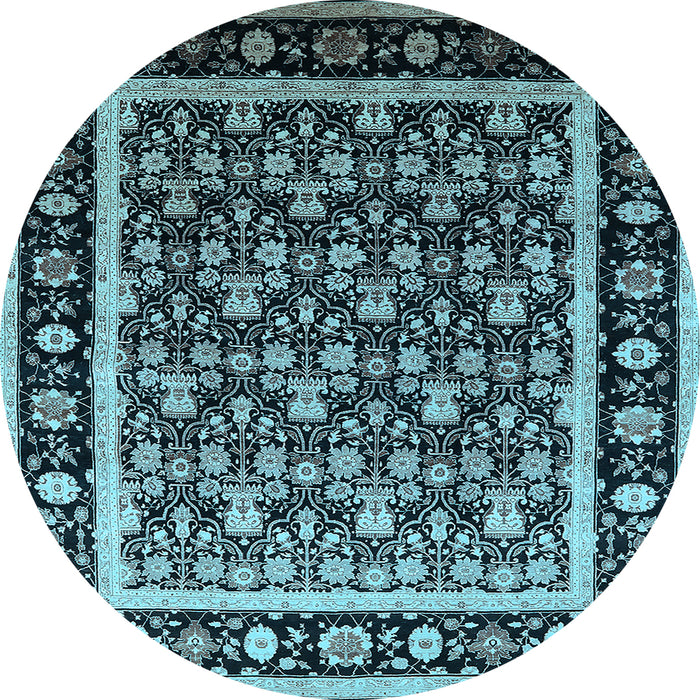 Round Oriental Light Blue Traditional Rug, urb2938lblu