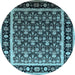 Round Oriental Light Blue Traditional Rug, urb2938lblu