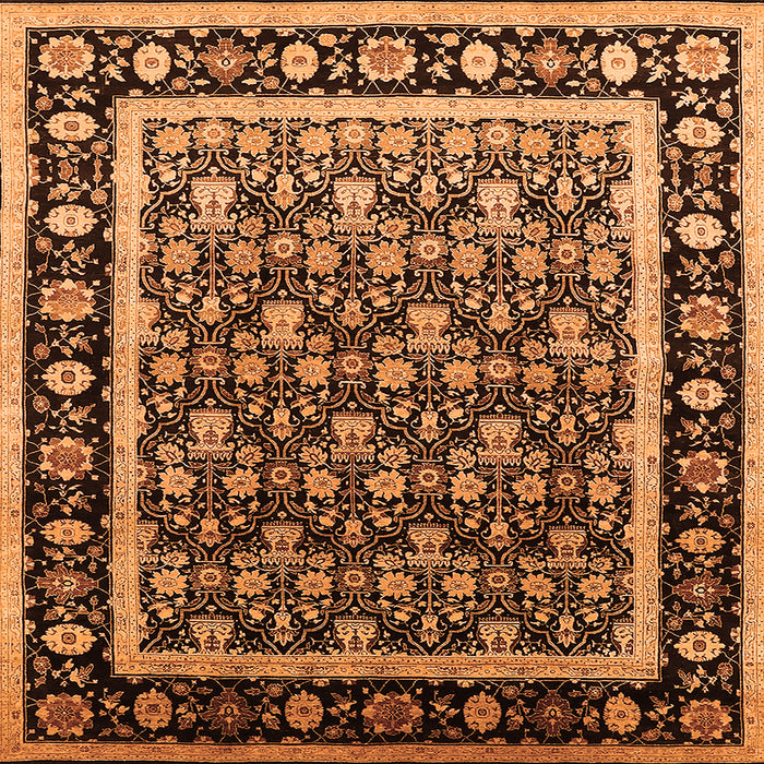 Square Machine Washable Oriental Orange Traditional Area Rugs, wshurb2938org