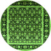 Round Oriental Green Traditional Rug, urb2938grn