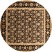 Round Oriental Brown Traditional Rug, urb2938brn