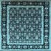 Square Machine Washable Oriental Light Blue Traditional Rug, wshurb2938lblu