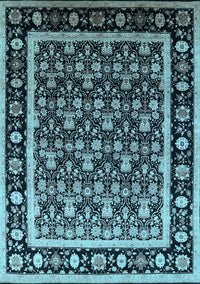 Oriental Light Blue Traditional Rug, urb2938lblu