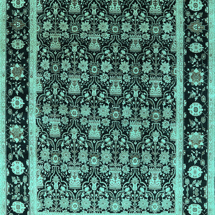 Machine Washable Oriental Turquoise Traditional Area Rugs, wshurb2938turq