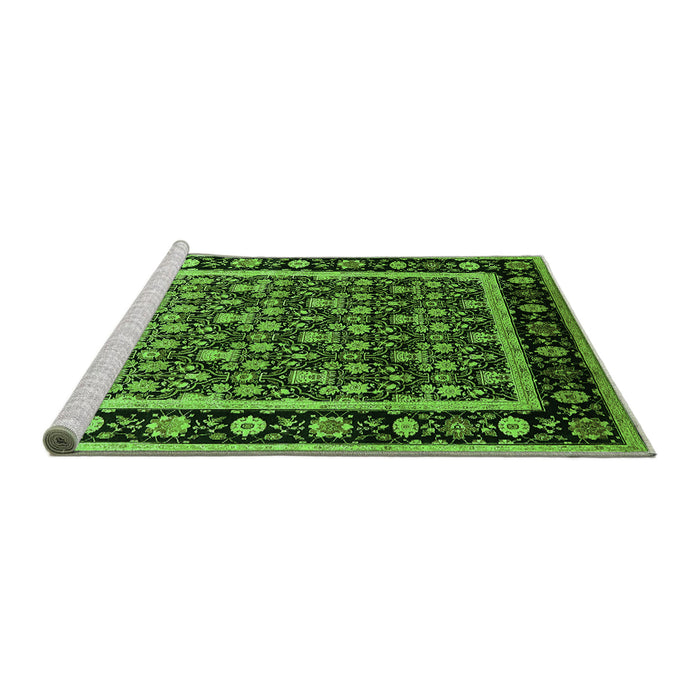 Sideview of Machine Washable Oriental Green Traditional Area Rugs, wshurb2938grn