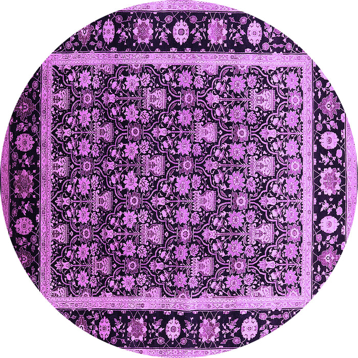 Round Oriental Purple Traditional Rug, urb2938pur
