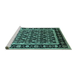 Sideview of Machine Washable Oriental Turquoise Traditional Area Rugs, wshurb2938turq