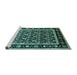 Sideview of Machine Washable Oriental Turquoise Traditional Area Rugs, wshurb2938turq