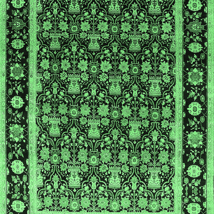 Machine Washable Oriental Emerald Green Traditional Area Rugs, wshurb2938emgrn
