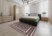 Mid-Century Modern Dark Salmon Pink Oriental Rug in a Bedroom, urb2938