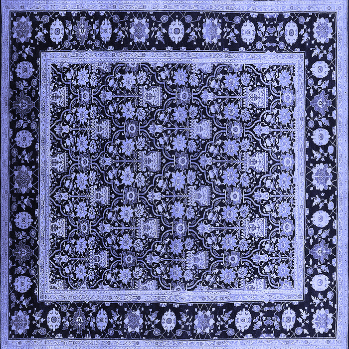 Square Machine Washable Oriental Blue Traditional Rug, wshurb2938blu