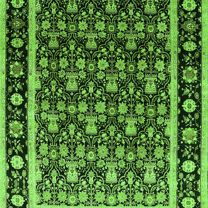 Machine Washable Oriental Green Traditional Area Rugs, wshurb2938grn