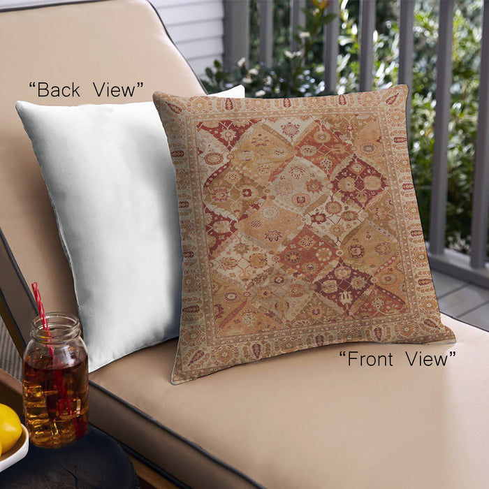 Front View of Mid-Century Modern Urban Square Mahogany Brown Throw Pillow, 18 inch by 18 inch, pwurb2939
