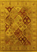 Machine Washable Oriental Yellow Industrial Rug, wshurb2939yw