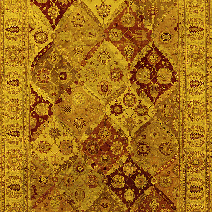 Machine Washable Oriental Yellow Industrial Rug, wshurb2939yw
