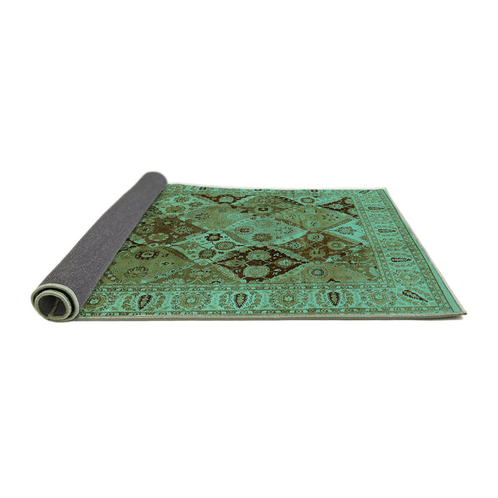 Sideview of Oriental Turquoise Industrial Rug, urb2939turq