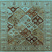 Square Machine Washable Oriental Light Blue Industrial Rug, wshurb2939lblu