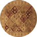 Round Oriental Brown Industrial Rug, urb2939brn