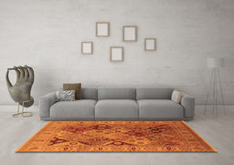 Machine Washable Oriental Orange Industrial Area Rugs in a Living Room, wshurb2939org