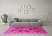 Machine Washable Oriental Pink Industrial Rug in a Living Room, wshurb2939pnk