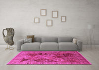 Machine Washable Oriental Pink Industrial Rug, wshurb2939pnk