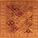 Square Machine Washable Oriental Orange Industrial Area Rugs, wshurb2939org