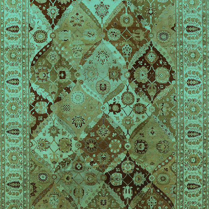Machine Washable Oriental Turquoise Industrial Area Rugs, wshurb2939turq