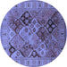 Round Oriental Blue Industrial Rug, urb2939blu