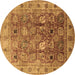 Round Oriental Brown Traditional Rug, urb2940brn