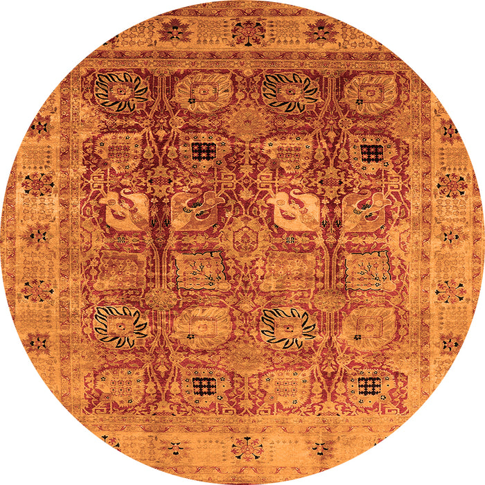 Round Oriental Orange Traditional Rug, urb2940org