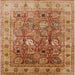 Square Mid-Century Modern Mahogany Brown Oriental Rug, urb2940