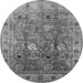 Round Machine Washable Oriental Gray Traditional Rug, wshurb2940gry