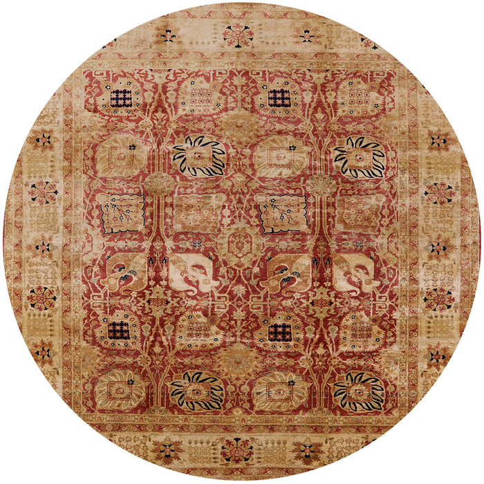 Round Mid-Century Modern Mahogany Brown Oriental Rug, urb2940