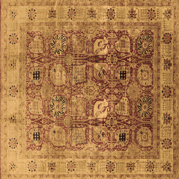 Square Machine Washable Oriental Brown Traditional Rug, wshurb2940brn